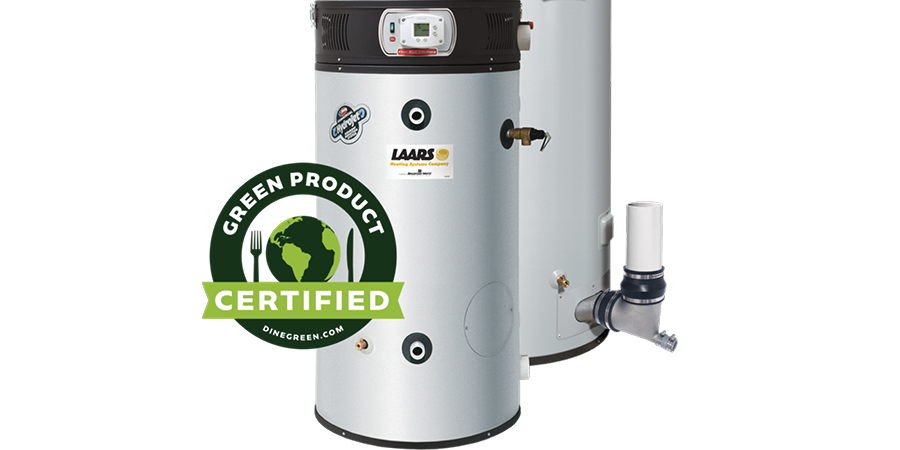 Laars Ultra High Efficiency (U.H.E.) commercial tank water heaters, Green Restaurant certification